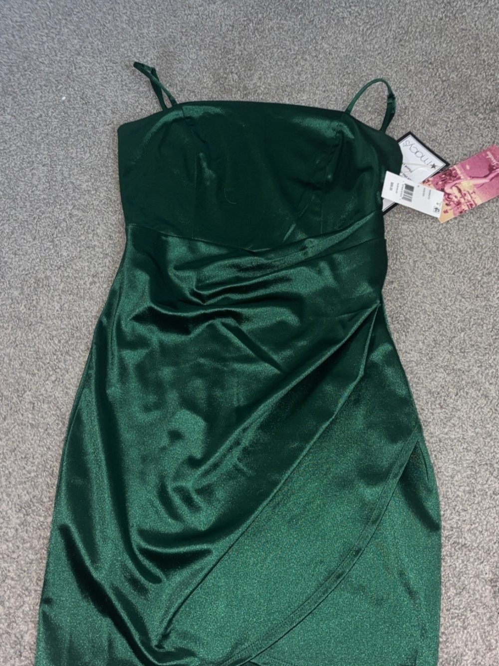 Emerald Sundae Deep Emerald Satin Midi Dress